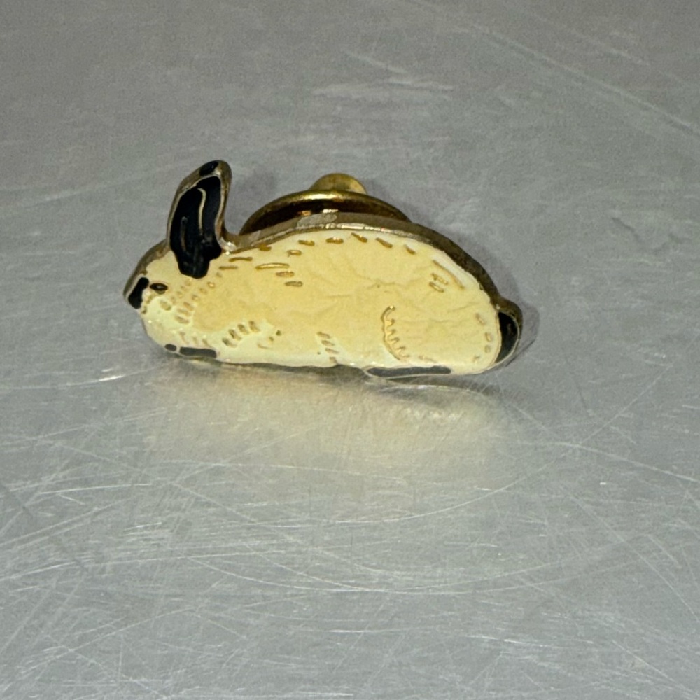 Cream and Black Bunny Rabbit Enamel Pin
